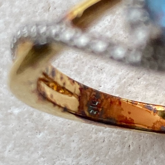 Danbury Mint Blue Topaz Diamond ring gold plated Sterling silver - Picture 7 of 9